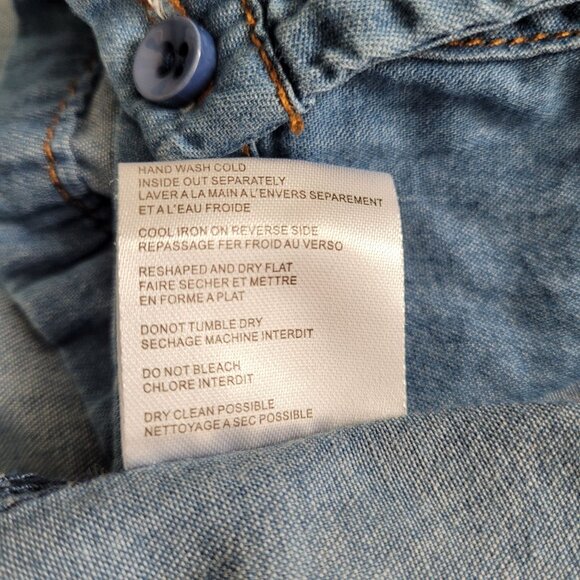 It Hippie Womens Denim Button-Up Shirt Fun Patches & Long Sleeves Size Large - Picture 5 of 7